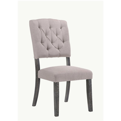 Bernard Beige Linen and Weathered Grey Oak Side Chair (2-Piece Set)