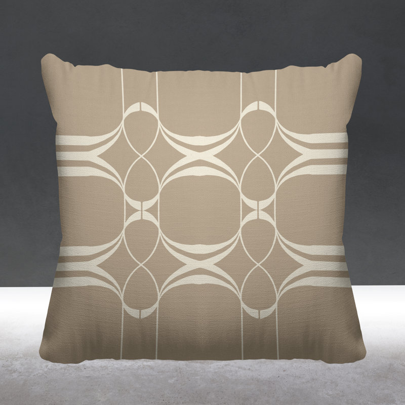 Coussin Tribal Abstract, L 15 po x H 15 po, Beige