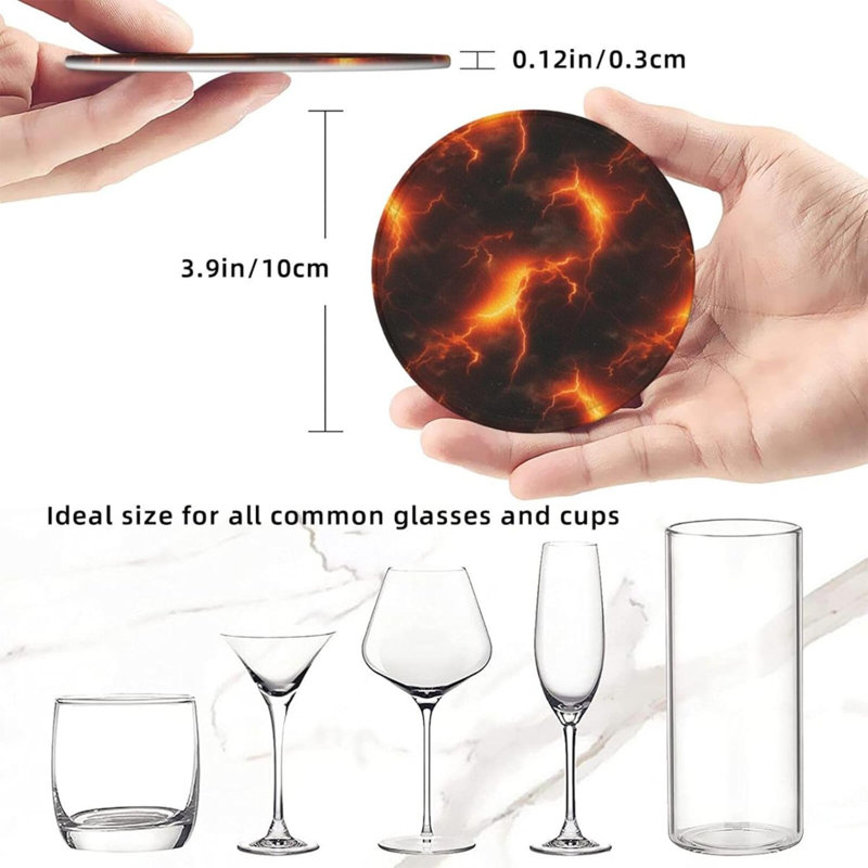 Ensemble de 6 sous-verres ronds en cuir avec boîte de rangement