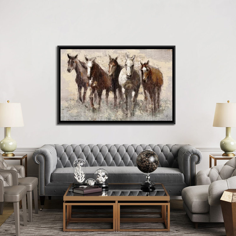 « harras », reproduction sur toile, H 18 po x l 26 po x P 1,5 po, Toile avec cadre flottant noir, Pas de tapis
