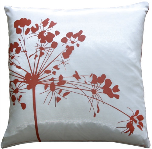 Coussin décoratif fleur Carlea, Blanc / Rouge