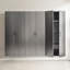 Armoire de garage contemporaine D (3) - 96,8 po L, 77,28 H, finition gris métallique, fonction, protection contre l'eau et la chaleur, bandes à bords épais, qualité E0, tablette, support double (3), 96 79