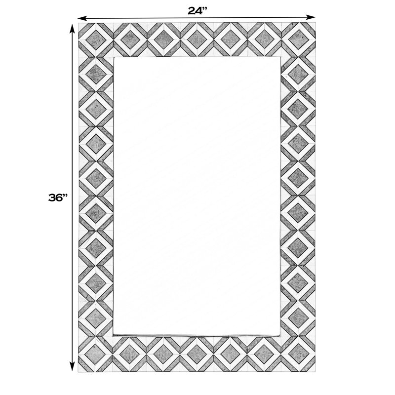 Bone Rectangular Mirror, Black