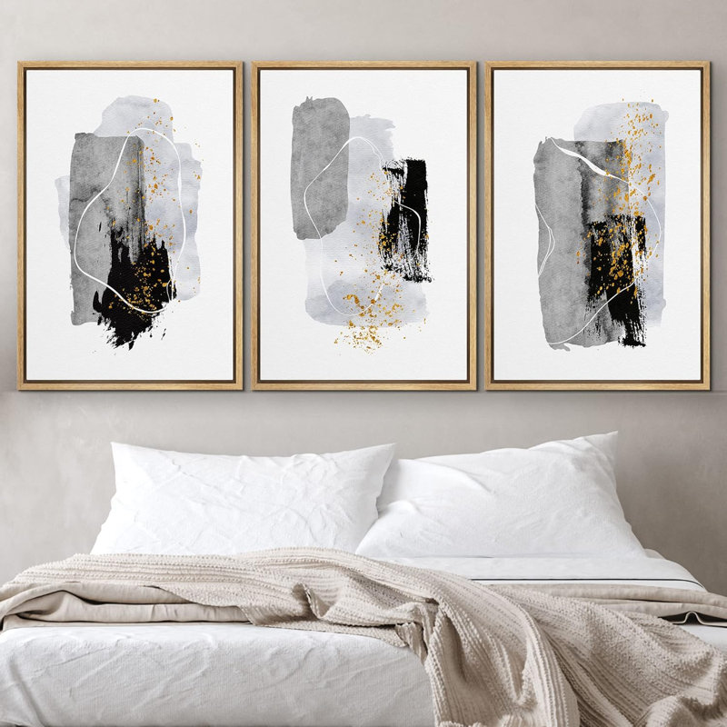 Œuvre d'art moderne Mid-Century, Naturel, H 24 po x l 48 po