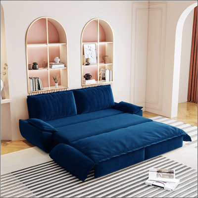 73.2 Inch Queen Pull Out Sofa Bed, 3-in-1 Convertible Sleeper Sofa, Multi-Functional Velvet Loveseat for Modern Living and Space Efficiency