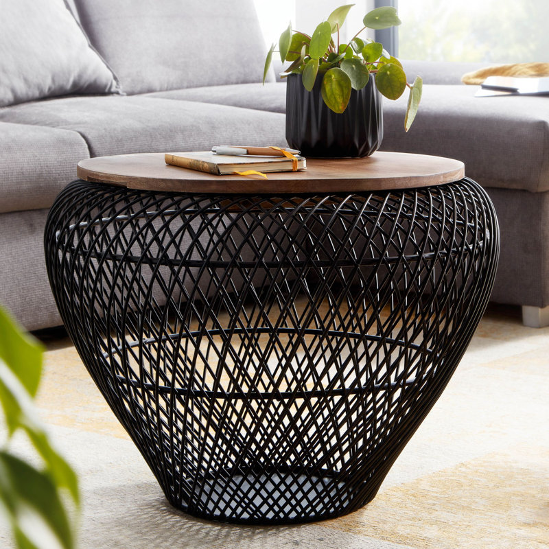 Alatorre Drum Coffee Table with Storage, Black