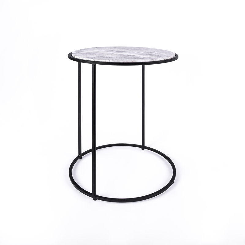 Nikelle Marble Top End Table, Sangrey, Black