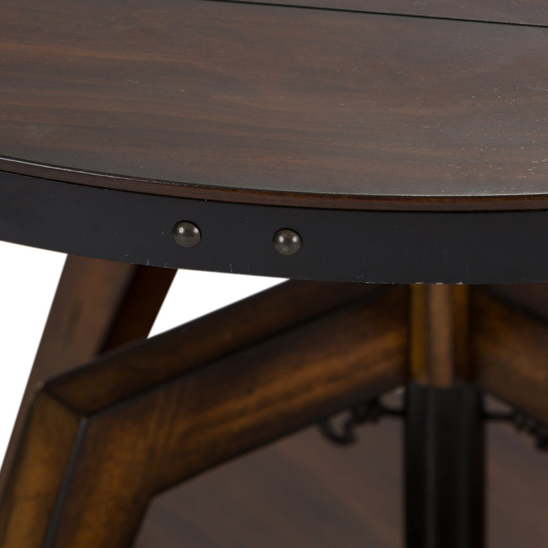 Rustic Brown Round Wood Cocktail Table with Storage