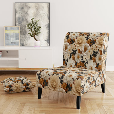Fauteuil de chambre d'appoint rembourré Boho Earthy Blooms Poppies Bloom III