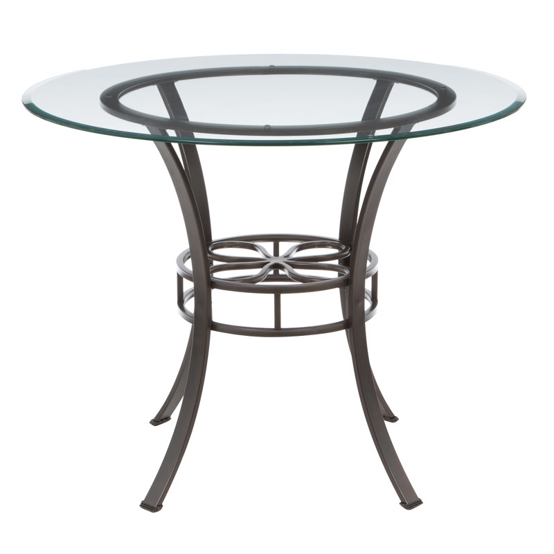 Round Glass Top Metal Base Dining Table