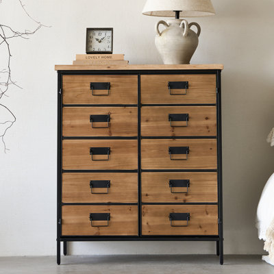Mahisha 2 Door Storage Cabinet , Wood and Metal Frame, 31 x 37 inches, Rustic Brown by George Oliver
