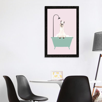 Llama Enjoying Bubble Bath by Big Nose Work - Print on Canvas
