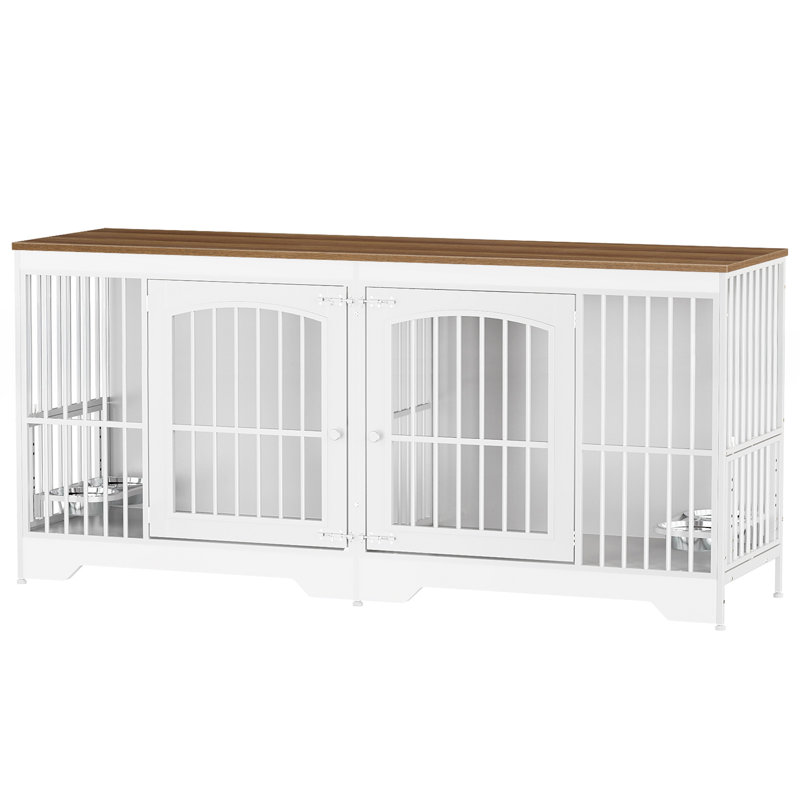 74.8” Dog Crate Furniture for 2 Dogs