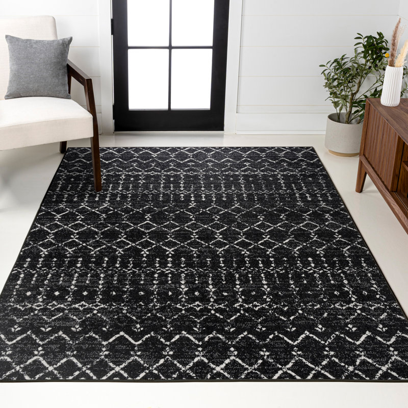 Tapis noir / ivoire Kateshia, Rectangle 12 pi x 15 pi