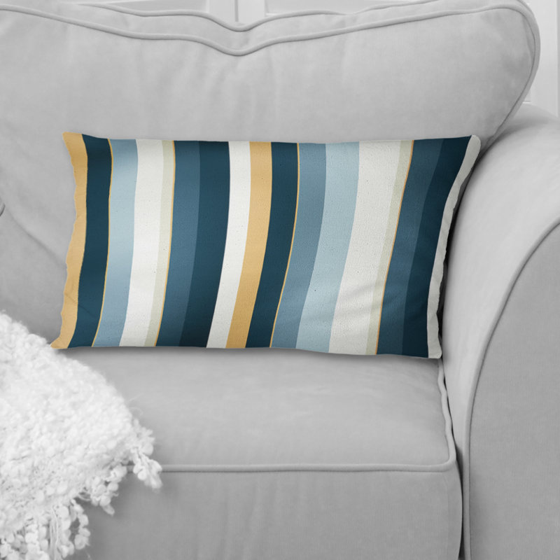 Motif à rayures fines bleu et blanc - Récif de corail abstrait multicolore azur - Coussin décoratif