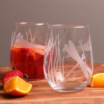Stemless Wine Glasses Set of 2, No Stem Wine Glasses, Heavy Base, Ideal for  Cock