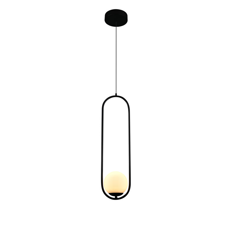 Capri 1-Light 7" Integrated LED ETL Certified Height Adjustable Cylinder Pendant Globe Glass Shade