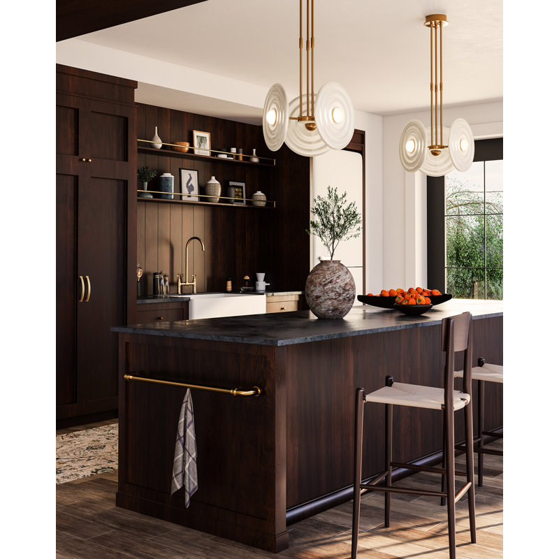 Harbour 3 - Light Unique/Statement Pendant, Glossy Opal, Vintage Brass