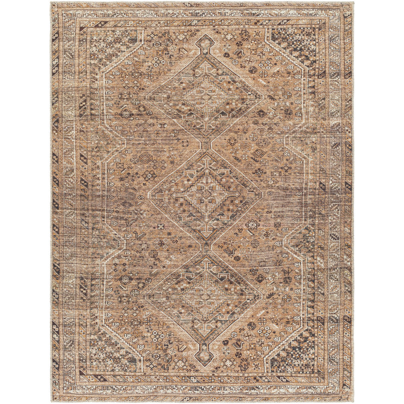 Westbrook Machine Washable Oriental Light Brown/Orange Area Rug, Rectangle 2' x 2'11"