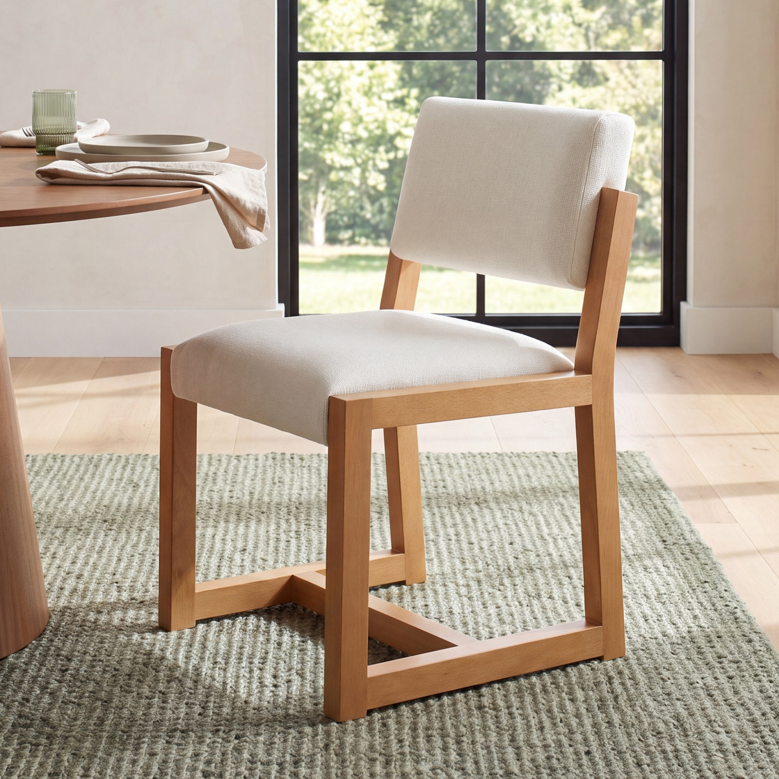 Voltaire Linen Dining Chair, Ivory