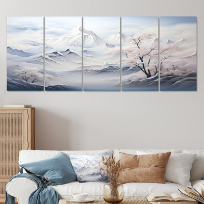Snowy Mountain Peaks Serenity II - Mountains Winter, ensemble de 5 décorations murales