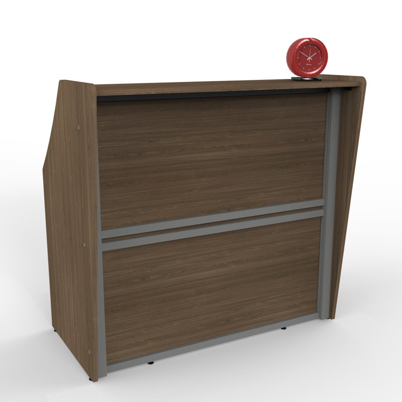 Bureau de réception rectangulaire en stratifié Previlus, Noyer