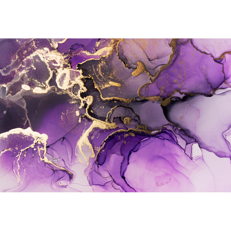 Anaum Purple And Golden - Wrapped Canvas Print, 20cm H x 30cm W x 3.8cm D