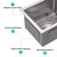 Évier de cuisine encastrable 13 po - 13 po x 15 po x 9 po - Évier de cuisine en acier inoxydable encastrable à profondeur unique de calibre 16 de 9 po