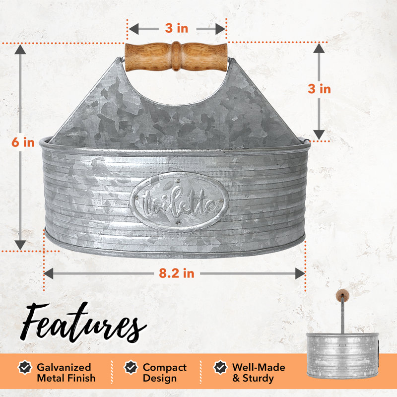 Barsha Bathroom Storage Container, Galvanized