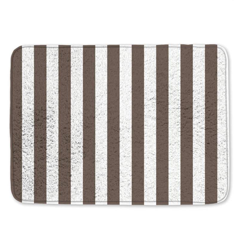 Brown Vertical Stripes Bath Mat, L 34 po x L 21 po