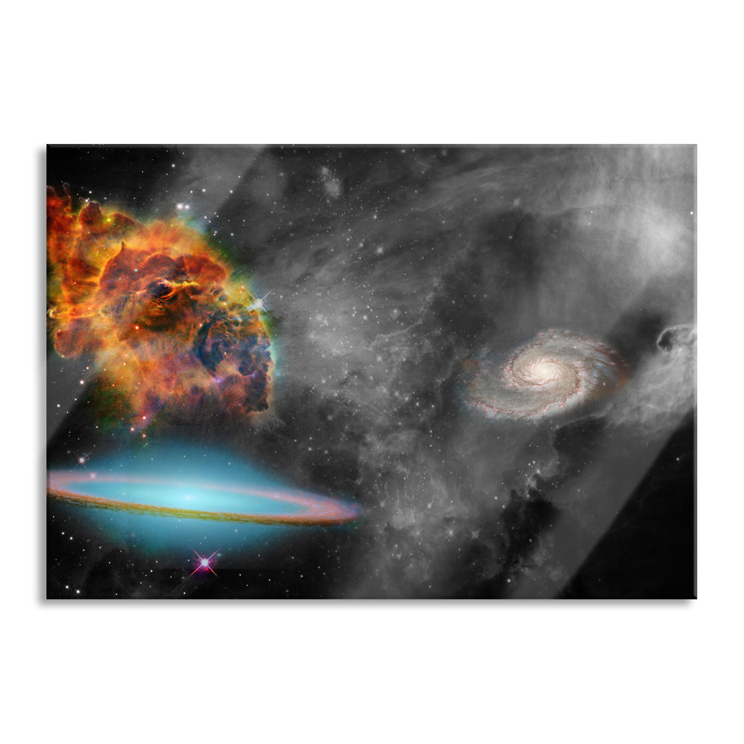 Glasbild | Wandbild Auf Echtglas | Beeindruckende Galaxie Inkl. Aufhängung Und Abstandshalter LFs7461