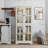 Cabinets, Traditional Off-White Curio Display Cabinet with Glass Doors Adjustable Shelves E26 Bulb Included | MDF+glass | Living Room-1613144724