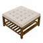 Grande table basse rembourrée en lin capitonné avec tablette en bois de hêtre-408961282