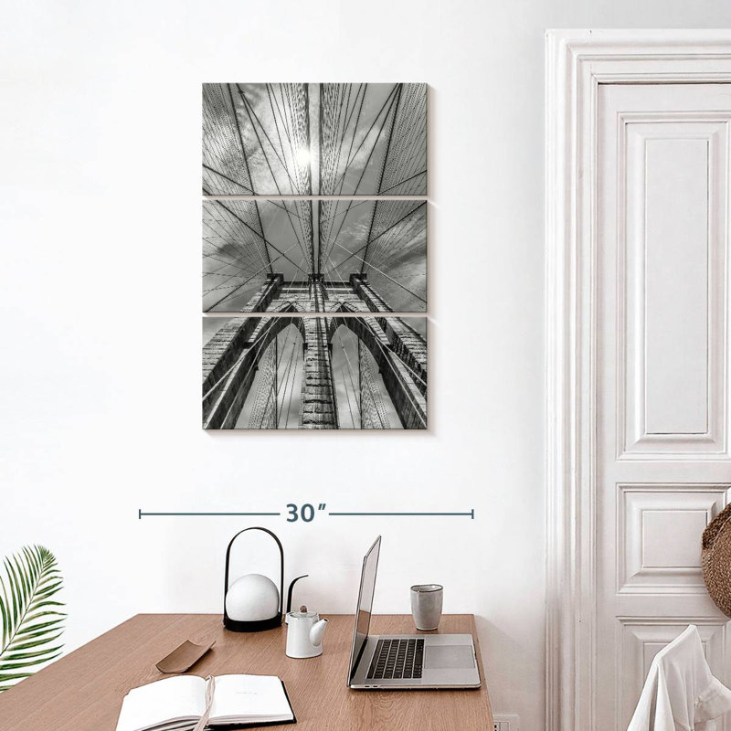 Lilie Brooklyn Bridge Structure Sky View, 32" H x 20" W