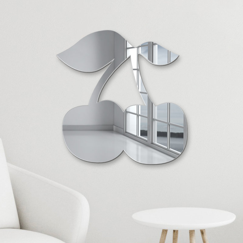 Décoration murale miroir cerise, Argent, H 22 po x l 25 po x P 1 po