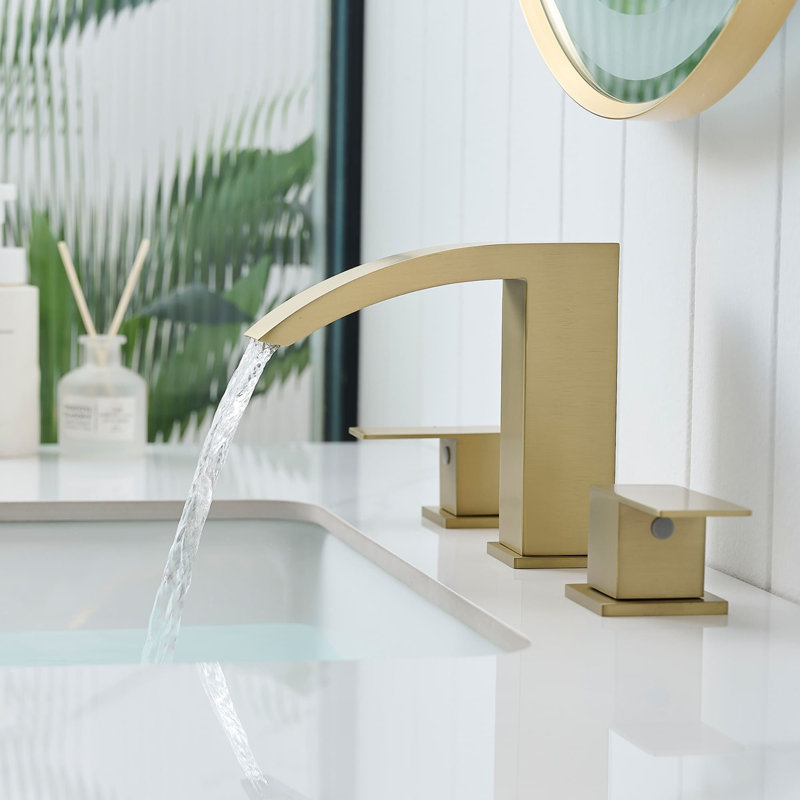 8 Inch Widespread Bathroom Faucet 3 Hole Waterfall Bathroom Sink Faucet Modern Stainless Steel 2 Handle Bathroom Basin Taps