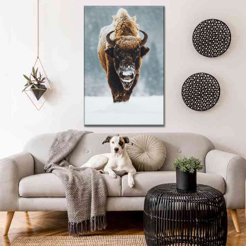Impression sur toile Winter Buffalo, H 39 po x l 26 po x P 1,25 po