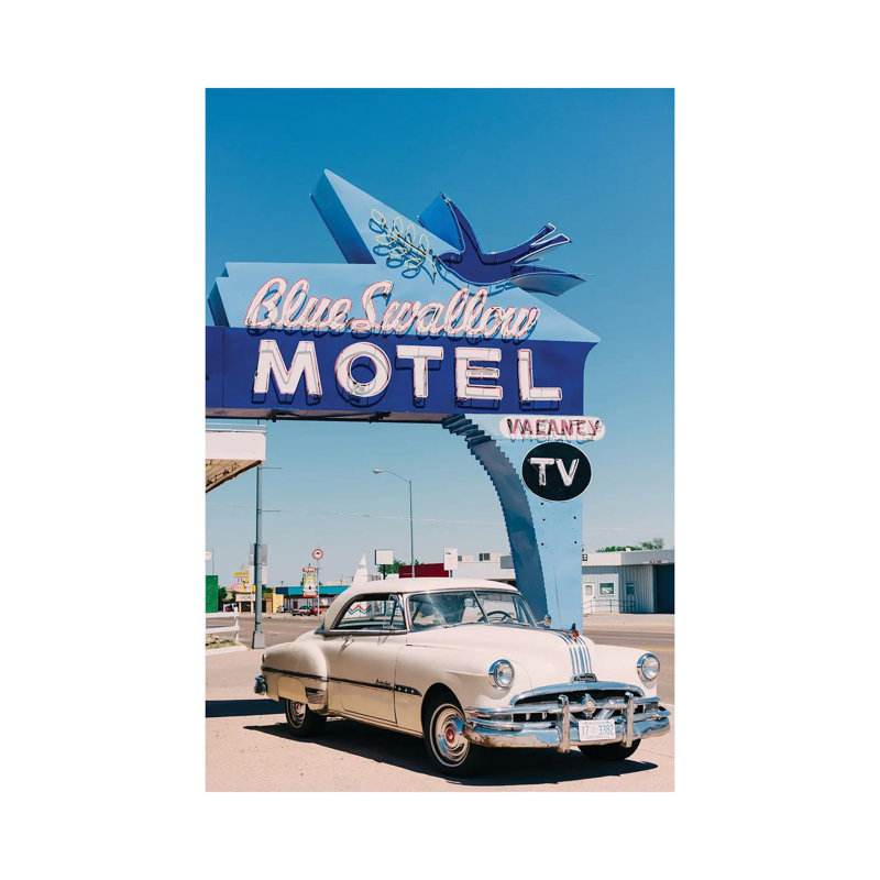 Blue Swallow Motel 1 Piece Wall Art on Canvas, 30.48cm H x 20.32cm W x 1.91cm D, Wrapped Canvas