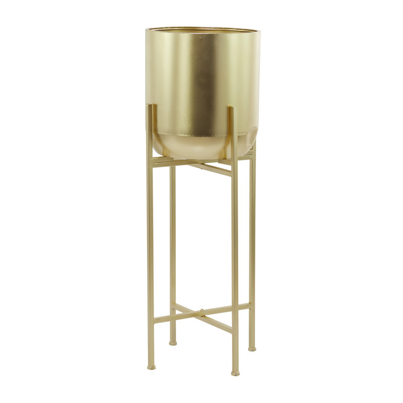 Metal Pot Planter, Gold, 41.2'' H X 13'' W X 13'' D