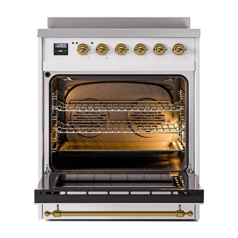 Cuisinière à induction 30 pouces avec 4 plaques à induction ILVE Nostalgie II Series, RAL / laiton