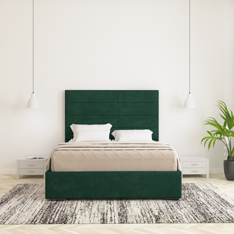 Chanute Upholstered Bed Frame, Emerald, Double (4'6)