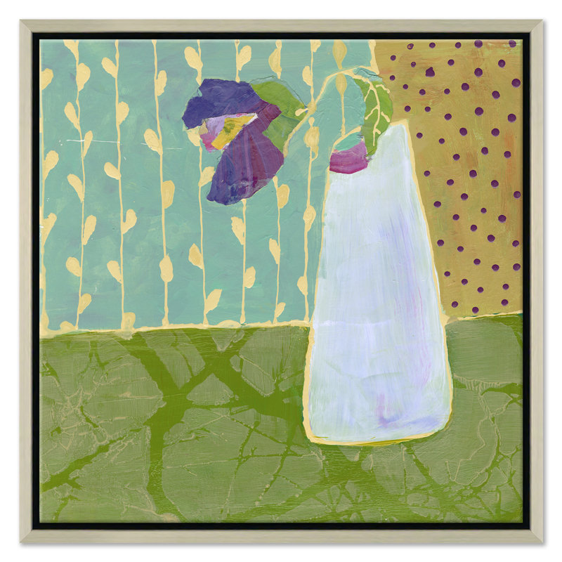 «Iris in White» par Jill Krasner - Peinture sur toile à cadre unique, Argent