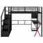 Lit mezzanine en métal avec poste de travail intégré, garde-robe, escalier de rangement et DEL-1259341265-1259341264
