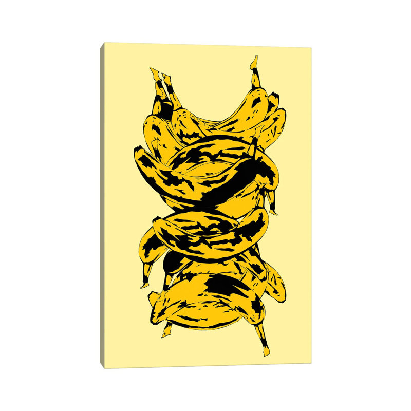 Band Of Bananas Yellow by Jaymie Metz - Wrapped Canvas Painting, 20.32 cm H x 30.48 cm W