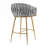 26'' Counter Height Bar Stools Set Of 2,Velvet Kitchen Island Counter Bar Stool With Hand- Wave Back,Golden Chromed Base And Foot Rest(GREY)-730704099