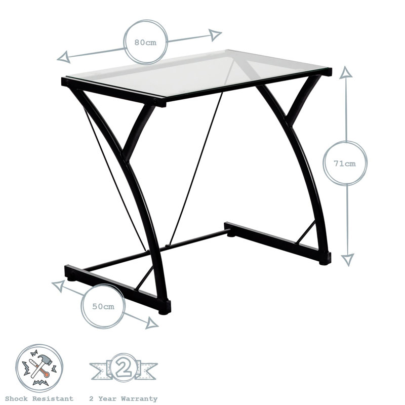 Glass Top Computer Desk, Black