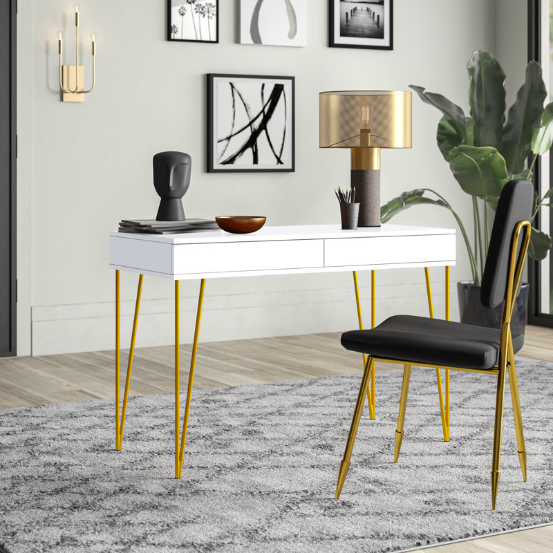 Bureau Amelda, Blanc / doré