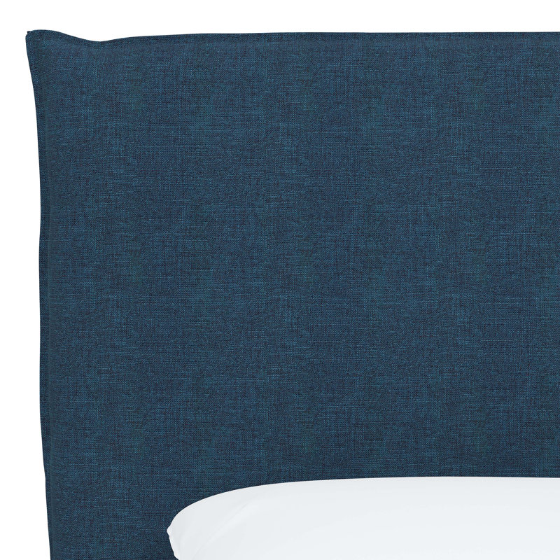Tête de lit tapissier Halcyon, Lin texturé bleu marine Zuma, Double