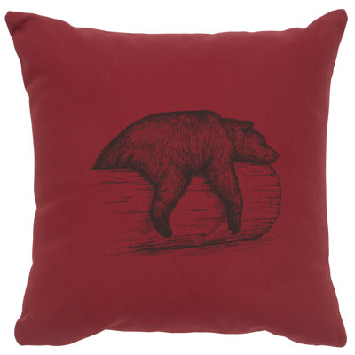 Wooded River Image Pillow - Bear on a Log - Cotton Brick