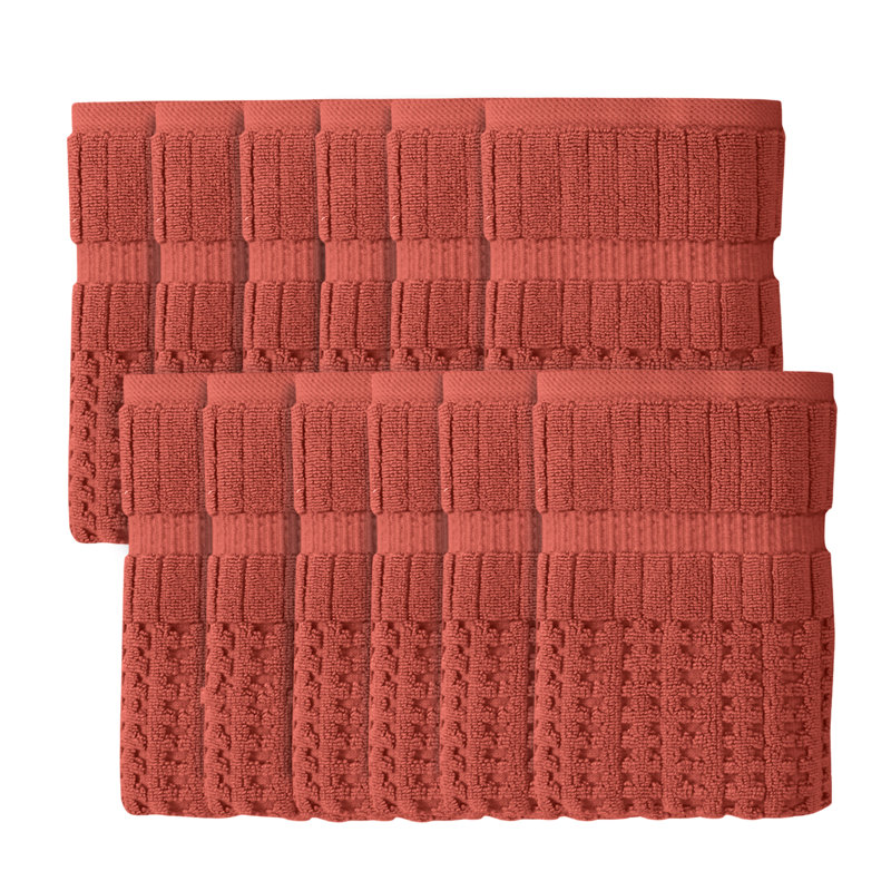 Willow 12 Pieces Towel Set – 100% Combed Cotton, Premium Quality 630 GSM, Coral, Ultra-Soft & Highly Absorbent (12 Hand Towels)